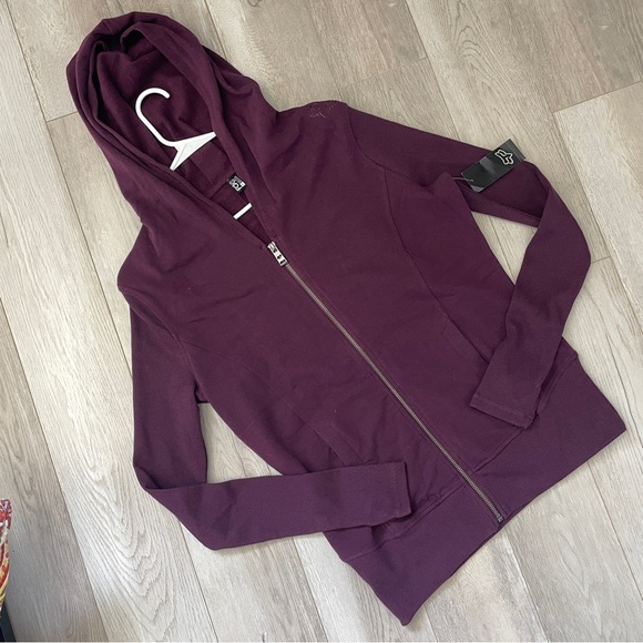 Fox Tops - Fox Full-Zip Hoodie NWT long sleeve fitted womens Purple (large) 90s kidcore